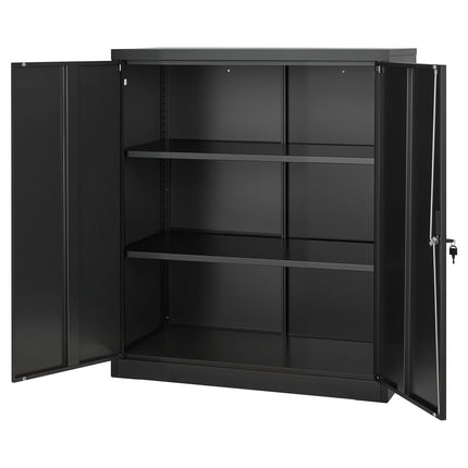 Steel Storage Cabinet 106 cm, Lockable, 2 Adjustable Shelves