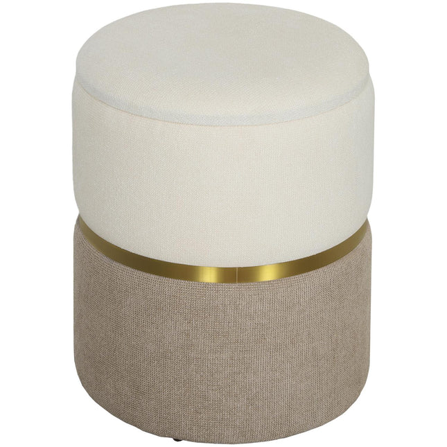Stool with storage space Stool with lid, metal ring, two-tone design 36 x 36 x 44 cm Cream white