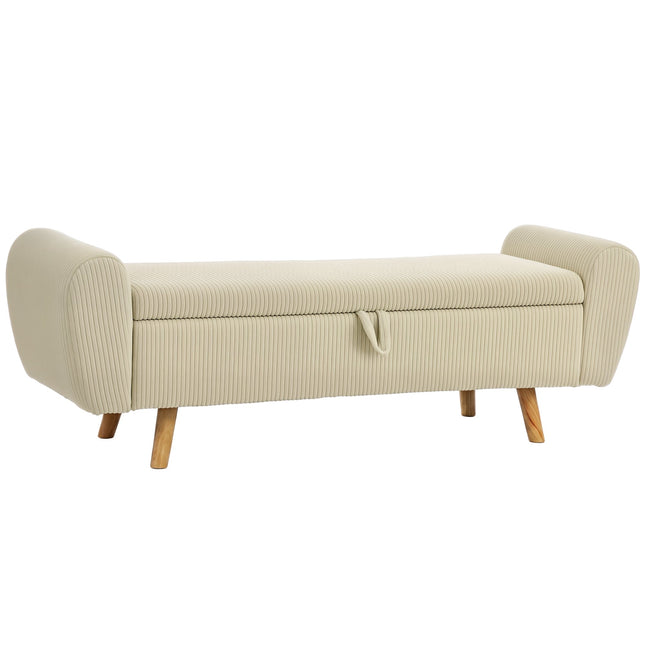 Uzglabāšanas sols ar slēptu nodalījumu, bēšs kordurojs, 150 cm