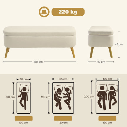 Uzglabāšanas sols ar slēptu nodalījumu, flīsa audums, celtspēja 220 kg