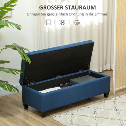Uzglabāšanas pufa sols ar pogām, zils, 125 cm
