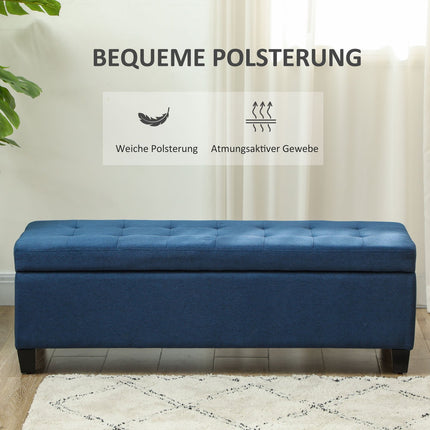 Uzglabāšanas pufa sols ar pogām, zils, 125 cm