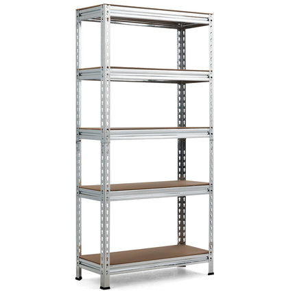 Noliktavas plaukts ar 5 regulējamiem plauktiem, īpaši izturīgs plaukts, kravnesība līdz 500 kg, 150 x 75 x 30 cm