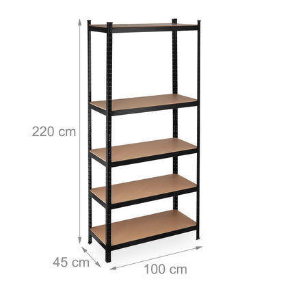 Uzglabāšanas plaukts 220 cm augsts, melns