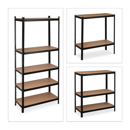Uzglabāšanas plaukts 220 cm augsts, melns