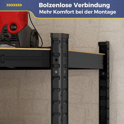 Uzglabāšanas plaukts 70 x 70 x 180 cm, izturīgs plaukts ar 4 regulējamiem plauktiem, melns