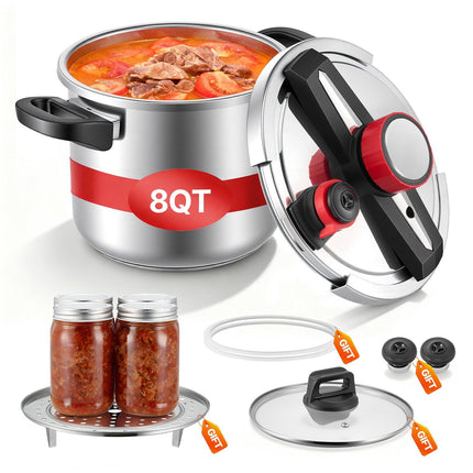 Stovetop Pressure Cooker 7L, Stainless Steel, 3 Settings, Glass Lid