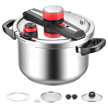 Stovetop Pressure Cooker 9L Stainless Steel, 3 Pressure Settings