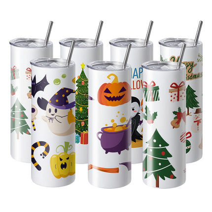 Sublimation Tumblers, 12 Pack 20 Oz Stainless With Lids And Straws