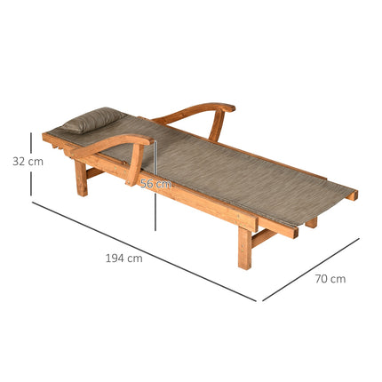 Sauļošanās krēsls, Atpūtas krēsls ar regulējamu atzveltni, Atpūtas krēsls, Dārza krēsls, Baseina zonai, Līdz 113 kg, Brūna, 194 X 70 X 32 Cm