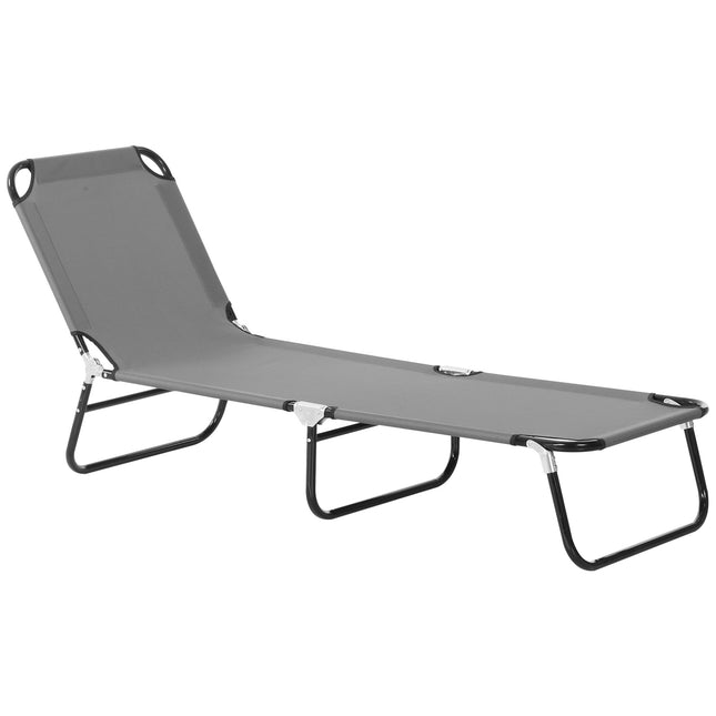 Sauļošanās krēsls, dārza krēsls ar regulējamu atzveltni, atpūtas krēsls, kempinga krēsls dārzam, balkons, tērauds, pelēks, 188 x 56 x 28 cm