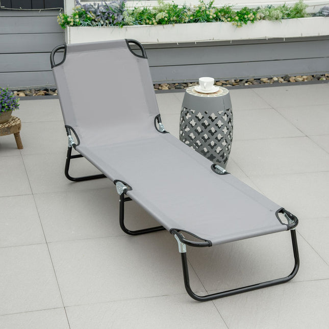 Sauļošanās krēsls, dārza krēsls ar regulējamu atzveltni, atpūtas krēsls, kempinga krēsls dārzam, balkons, tērauds, pelēks, 188 x 56 x 28 cm