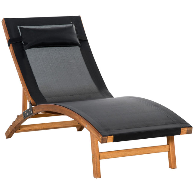Sauļošanās krēsls, laikapstākļiem izturīgs dārza krēsls ar regulējamu atzveltni un spilvenu līdz 120 kg, melns, 182 x 64 x 71 cm dārzam un terasei
