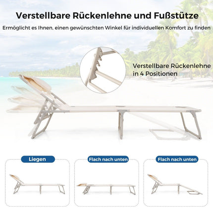 Sun lounger with openings for face and arms, folding garden lounger, deck chair can hold up to 200 kg