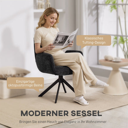 Grozāms akcenta krēsls, moderns dizains, melns, celtspēja 120 kg