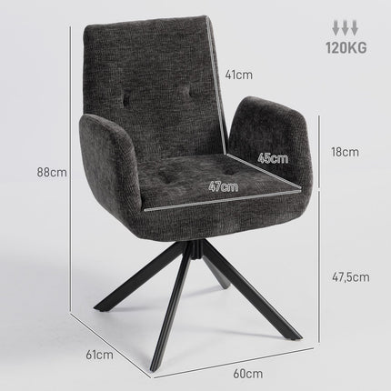 Grozāms akcenta krēsls, moderns dizains, melns, celtspēja 120 kg
