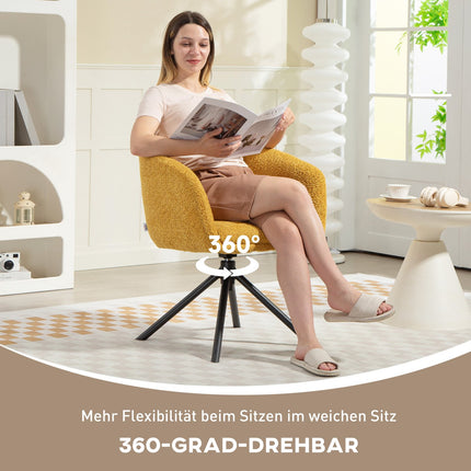 Grozāms atpūtas krēsls, ērts sēdeklis, mīksts pārvalks, dzeltens