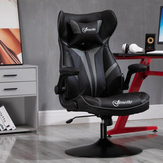 Grozāms spēļu krēsls ar šūpošanās funkciju, ergonomisks, regulējams augstums, tērauds, melns + pelēks, 67 x 75 x 106-112 cm