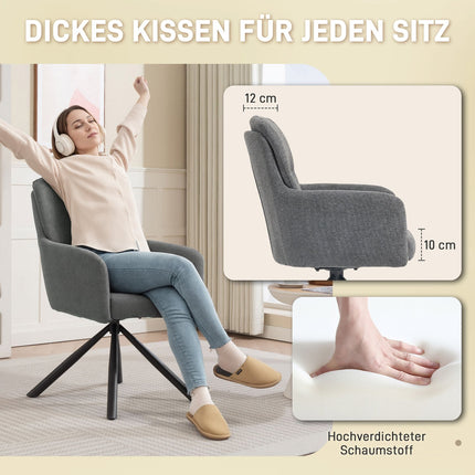 Grozāms ēdamistabas krēsls, pelēks, polsterēts sēdeklis un roku balsti
