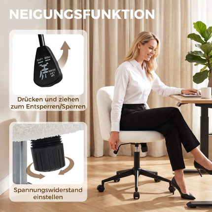 Grozāms biroja krēsls, flīsa audums, regulējams augstums, krēmkrāsas