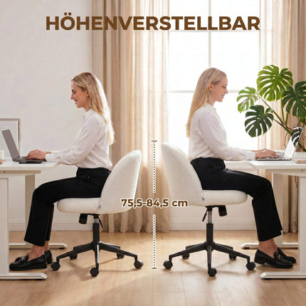 Grozāms biroja krēsls, flīsa audums, regulējams augstums, krēmkrāsas
