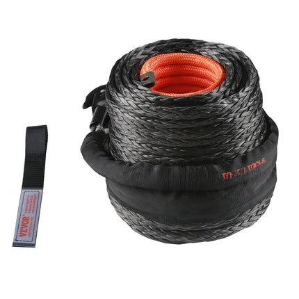 Synthetic Winch Rope 1/2 In x 92 Ft, Hook and Sleeve