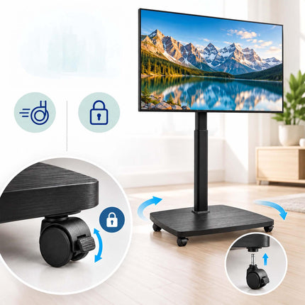 TV Floor Stand 43-75 Inch with Tilt and Swivel, VESA 600x400, Black