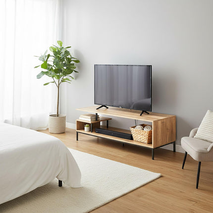 TV statīvs ar atvērtiem plauktiem 55 collu ekrāniem