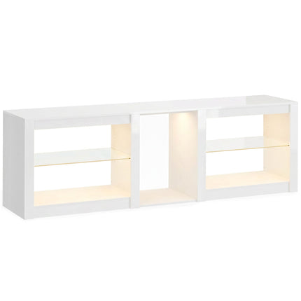 TV statīvs ar RGB LED gaismām, spīdīgi balts, 160 cm