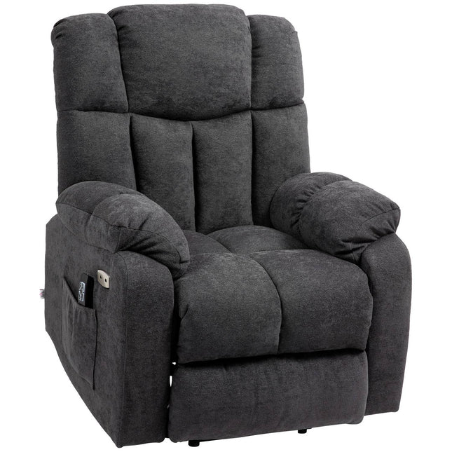 Electric reclining TV armchair with USB port, Black