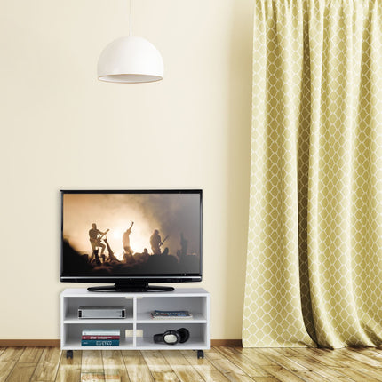 TV galdiņš ar 4 nodalījumiem un riteņiem