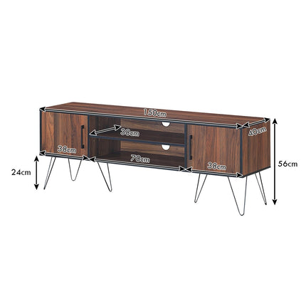 TV cabinet with 2 doors & 2 open shelves & cable management holes for TVs up to 60 inches