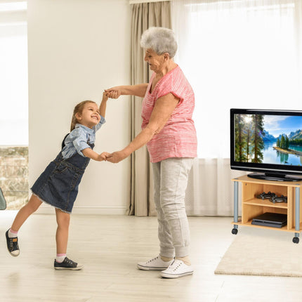 TV galdiņš ar riteņiem un 2 nodalījumiem