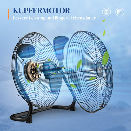 Galda ventilators, elektriskais ventilators ar 4 ātruma līmeņiem, 120° regulējams leņķis mājām, birojam, guļamistabai, melns