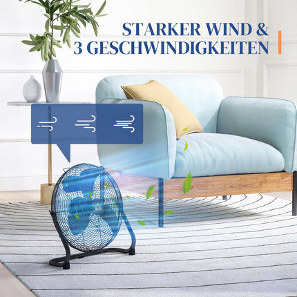 Galda ventilators, elektriskais ventilators ar 4 ātruma līmeņiem, 120° regulējams leņķis mājām, birojam, guļamistabai, melns