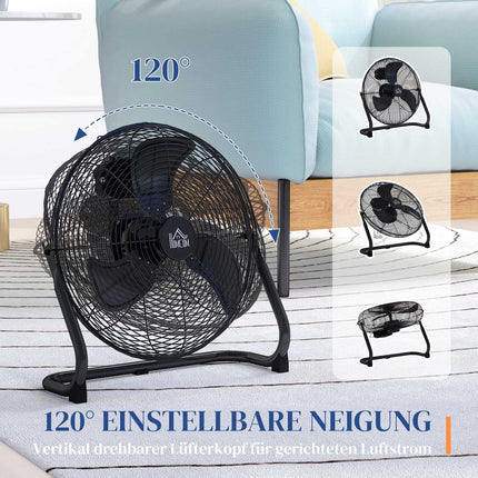 Galda ventilators, elektriskais ventilators ar 4 ātruma līmeņiem, 120° regulējams leņķis mājām, birojam, guļamistabai, melns