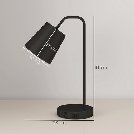 Galda lampu komplekts, 2 gab., melns tērauds, USB-A/USB-C, E27