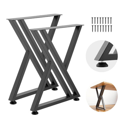 Table Legs Set of 2, Carbon Steel, Black, 740 x 610 mm