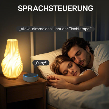 Galda lampa, vieda LED galda lampa ar 3D drukātu ziedam līdzīgu abažūru, lietotnes/balss vadība, mūzikas sinhronizācija, regulējama naktslampiņa ar Alexa un Google Assistant, balta