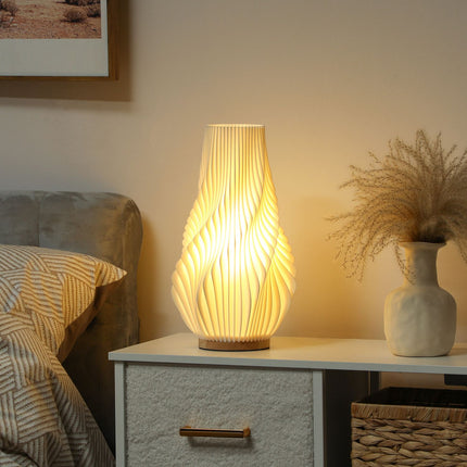 Galda lampa, vieda LED galda lampa ar 3D drukātu ziedam līdzīgu abažūru, lietotnes/balss vadība, mūzikas sinhronizācija, regulējama naktslampiņa ar Alexa un Google Assistant, balta