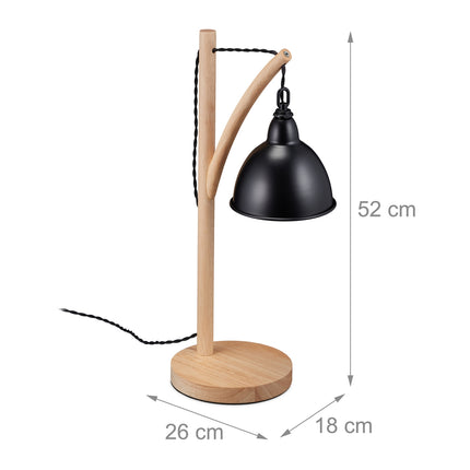 Galda lampa no koka un metāla