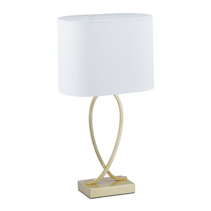 Galda lampa ar auduma abažūru zelta krāsā