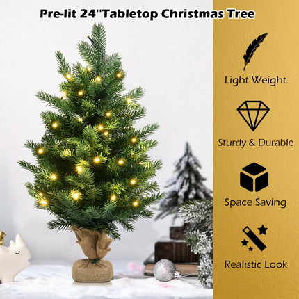 Mākslīgā Ziemassvētku eglīte uz galda, 61 cm, 35 LED, taimeris