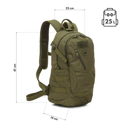 Taktiskā mugursoma, 25L, zaļa, izturīgs dizains