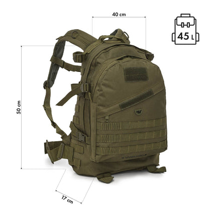 Taktiskā mugursoma, Vanguard Green, 45 litru ietilpība