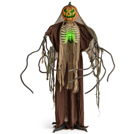 Talking Ghost Pumpkin Animatronic with Glowing Ribs, Moving Head, 6 Feet