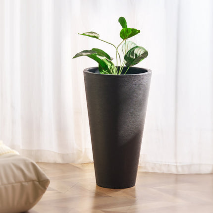 Tall Planters Set of 2, 24 Inch Black, Drainage