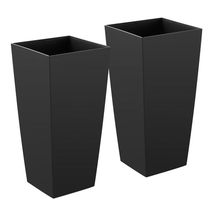 Tall Planters Set of 2, 665 mm Plastic, Casters, Drainage