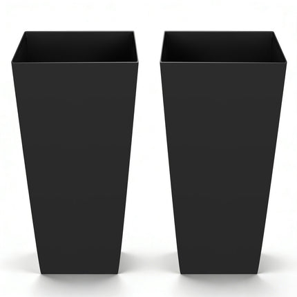 Tall Planters Set of 2, 665 mm Plastic, Casters, Drainage