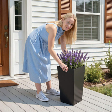 Tall Taper Plastic Planters, Set of 2, 550 mm, Black